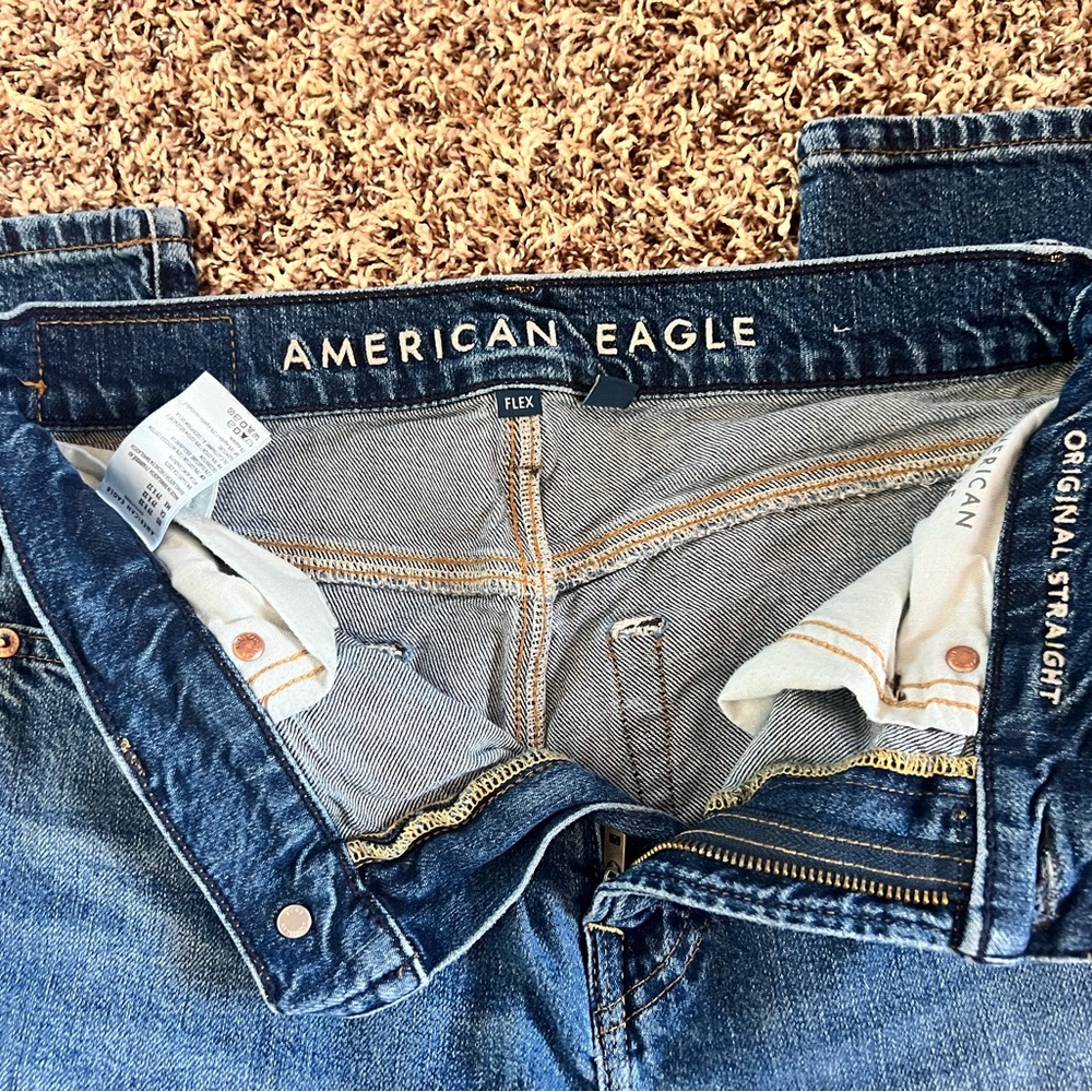 American Eagle Outfitters Men's Dark Blue Straight Jeans